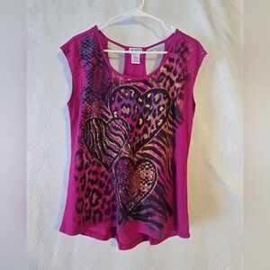 Y2k 2000s Gypsies & Moondust Pink Leopard Heart Tank Top